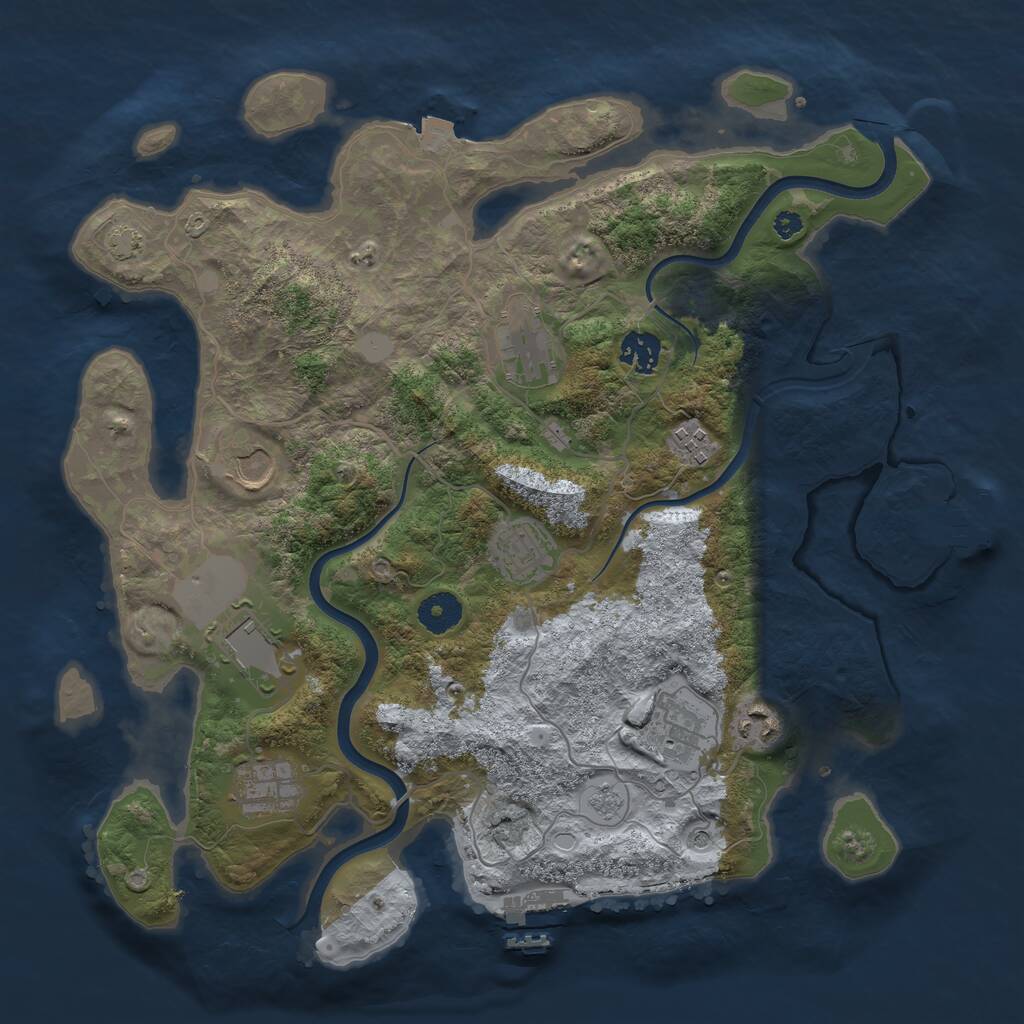 Rust Map: Procedural Map, Size: 3700, Seed: 9852, 15 Monuments