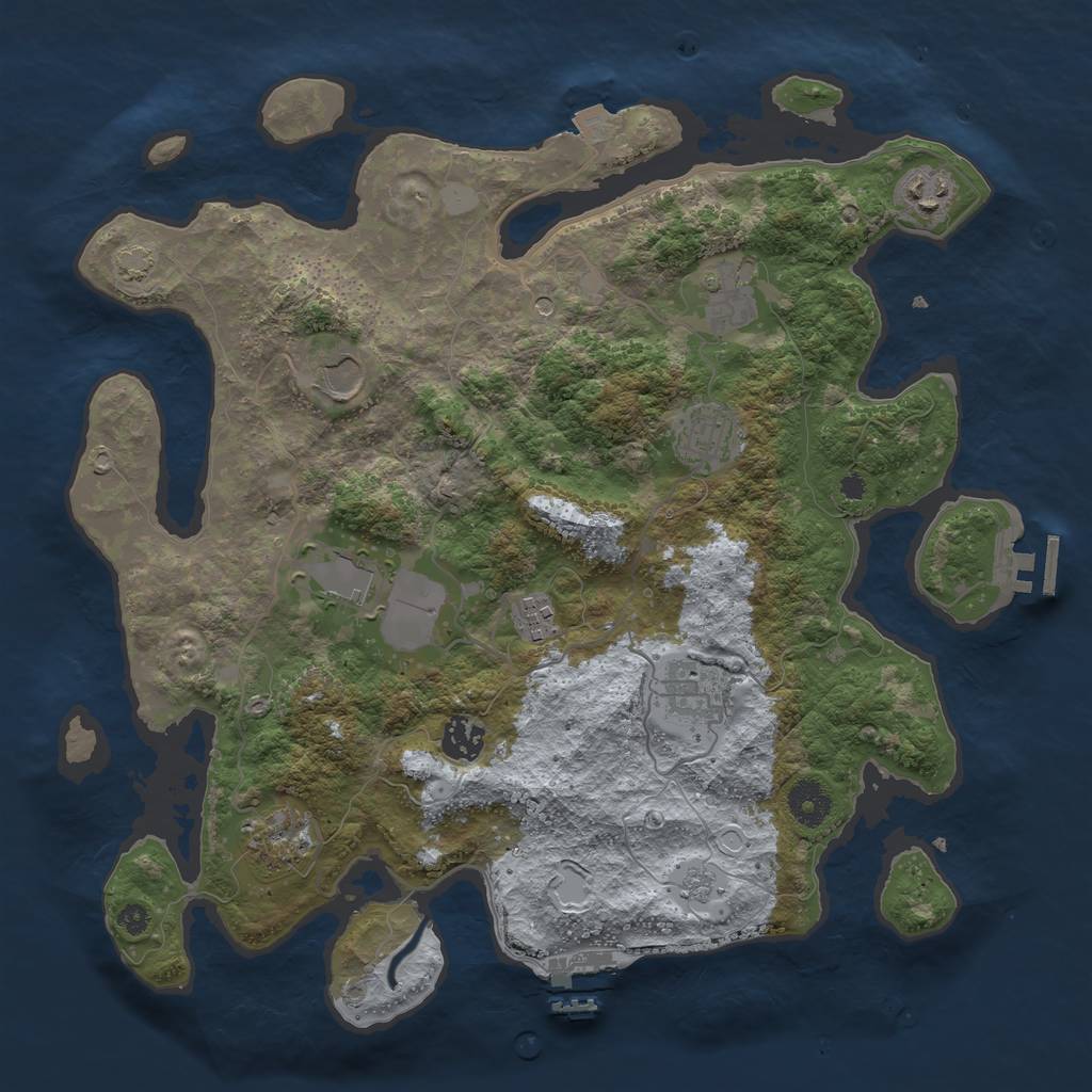 Rust Map: Procedural Map, Size: 3700, Seed: 9852, 17 Monuments