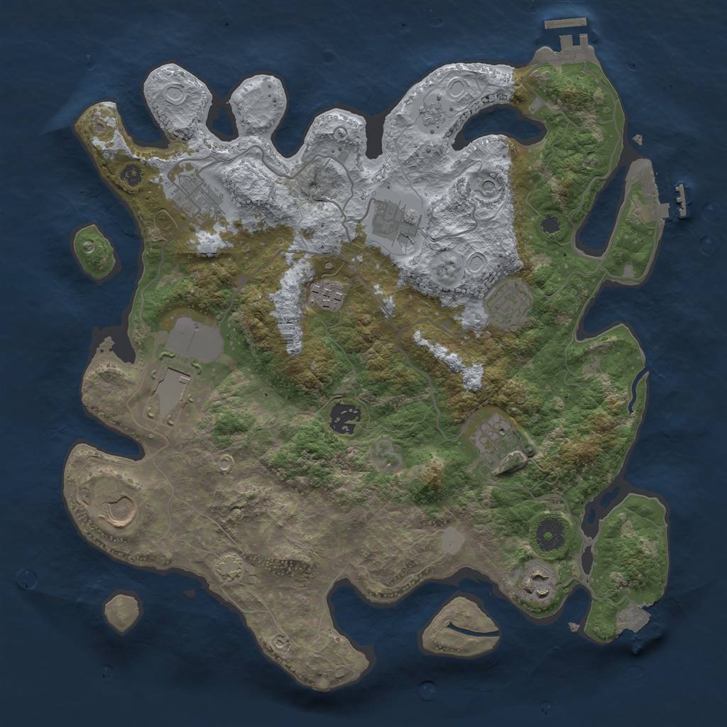 Rust Map: Procedural Map, Size: 3500, Seed: 597646911, 17 Monuments