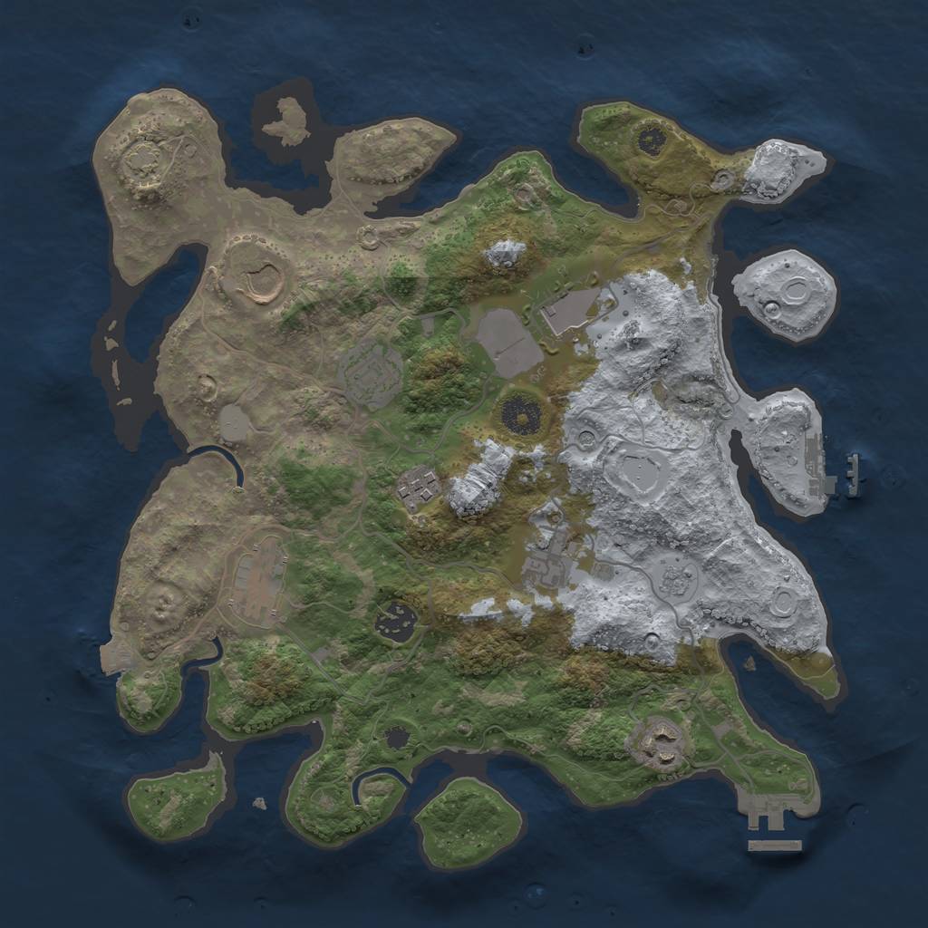 Rust Map: Procedural Map, Size: 3500, Seed: 314314, 16 Monuments