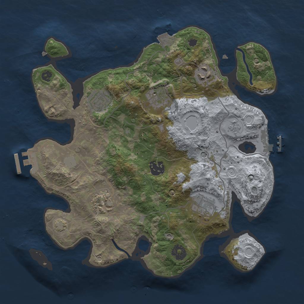 Rust Map: Procedural Map, Size: 3000, Seed: 601521, 14 Monuments