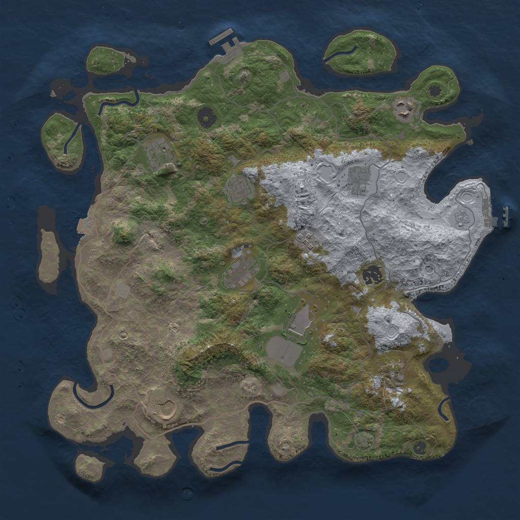 Rust Map: Procedural Map, Size: 4000, Seed: 153525773, 18 Monuments
