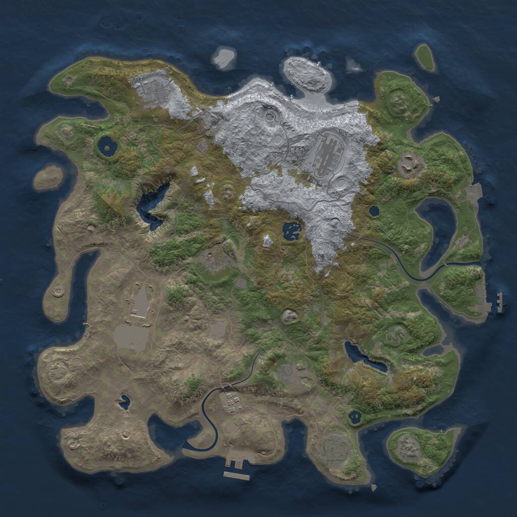 Rust Map: Procedural Map, Size: 4000, Seed: 1493274247, 14 Monuments