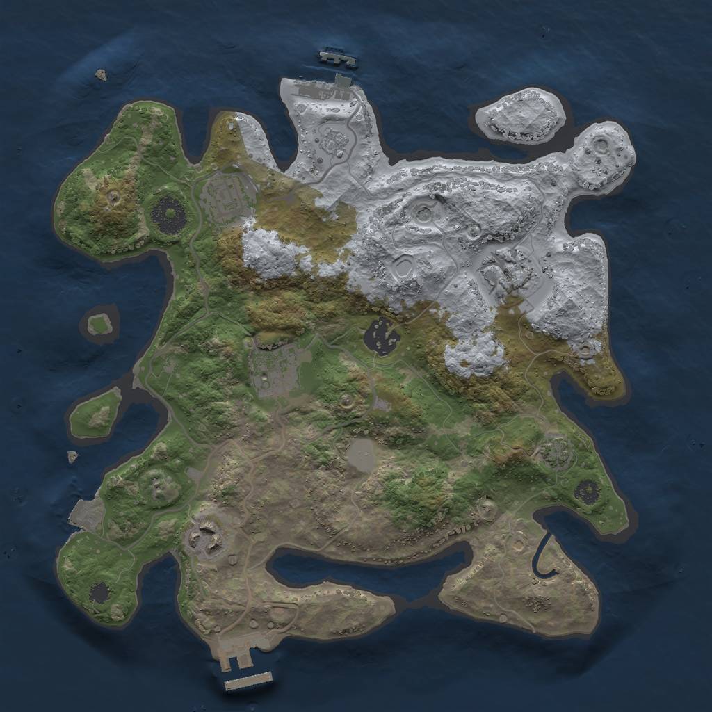 Rust Map: Procedural Map, Size: 3000, Seed: 518932341, 13 Monuments