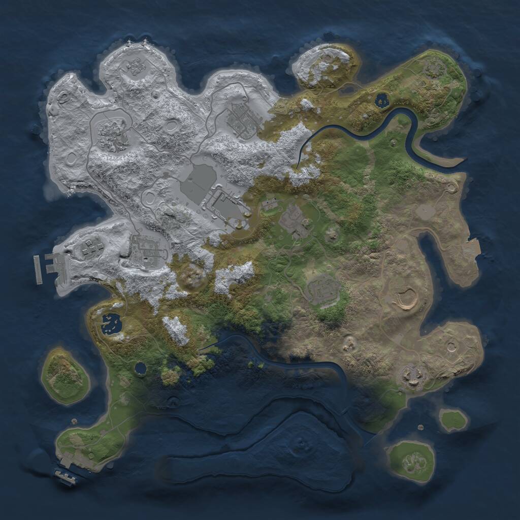 Rust Map: Procedural Map, Size: 3600, Seed: 990302, 16 Monuments