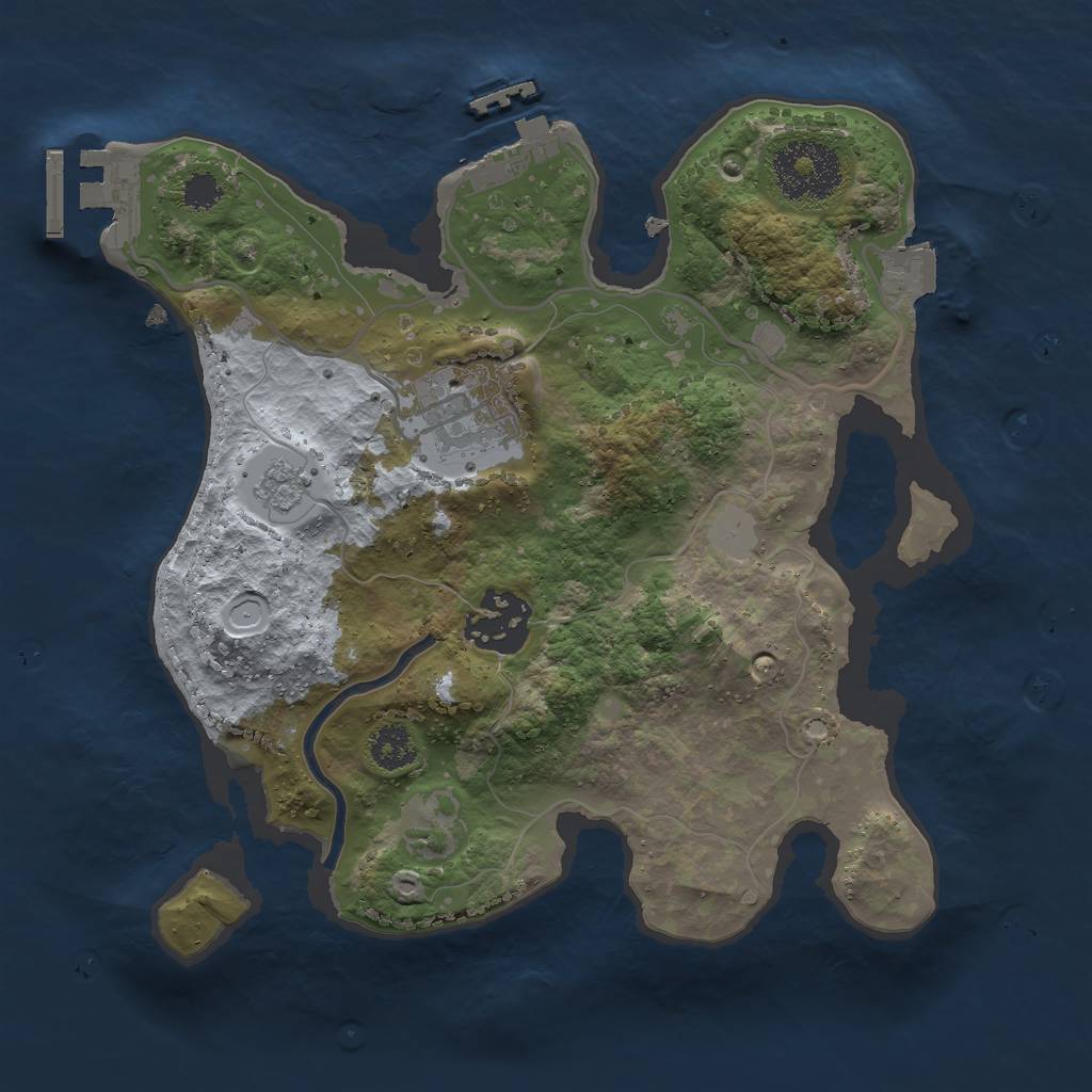Rust Map: Procedural Map, Size: 2500, Seed: 2345366, 8 Monuments
