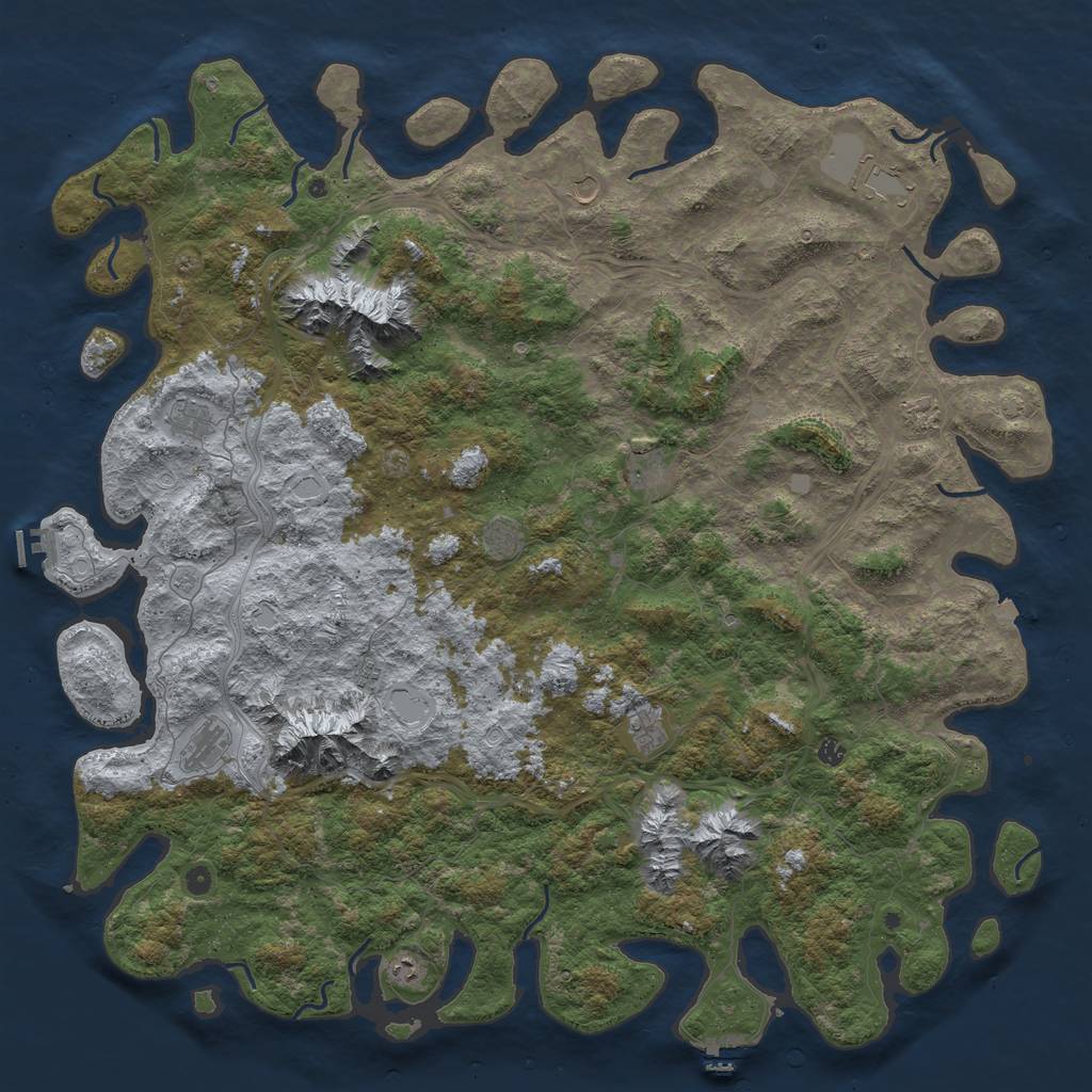 Rust Map: Procedural Map, Size: 6000, Seed: 40051, 19 Monuments