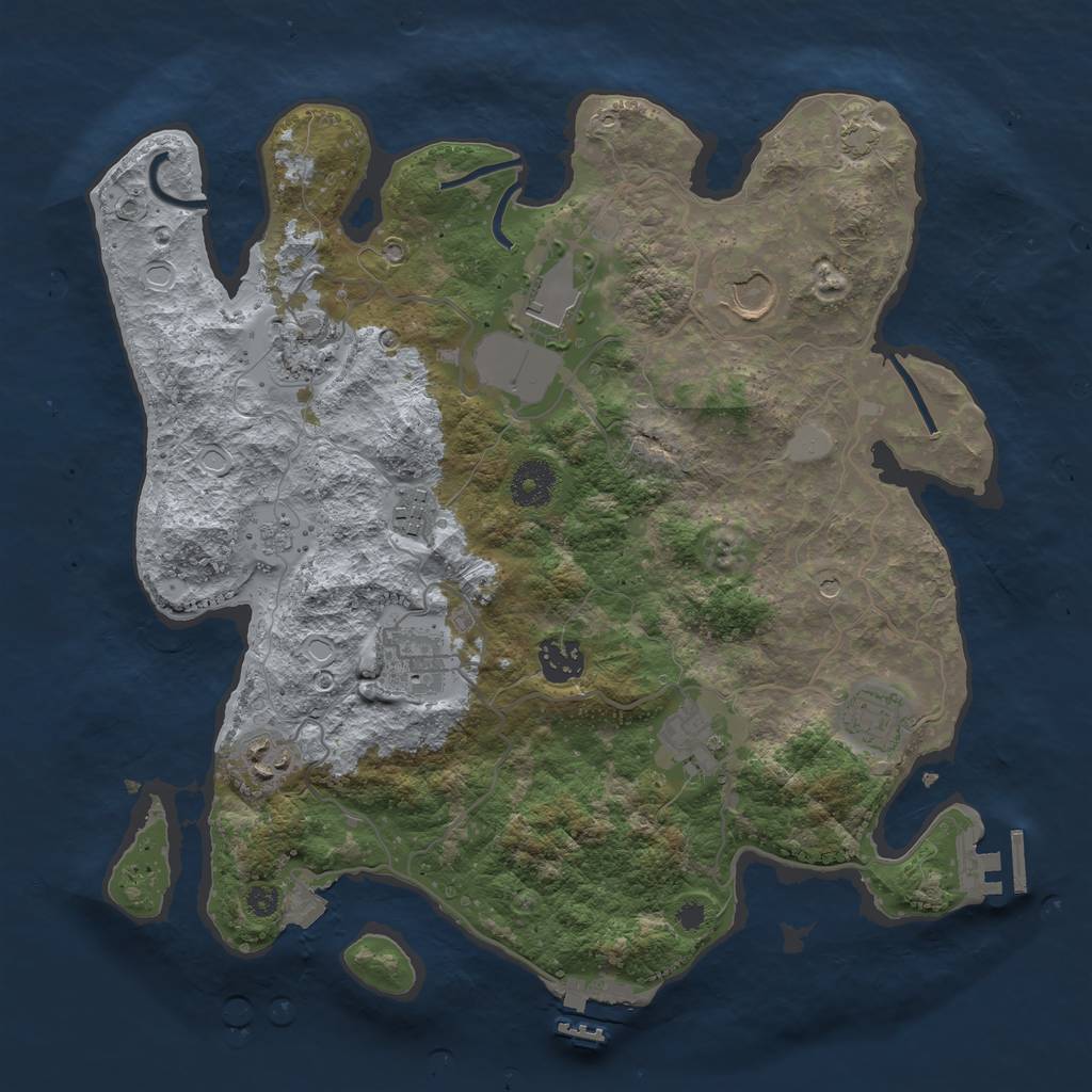 Rust Map: Procedural Map, Size: 3500, Seed: 514518544, 17 Monuments