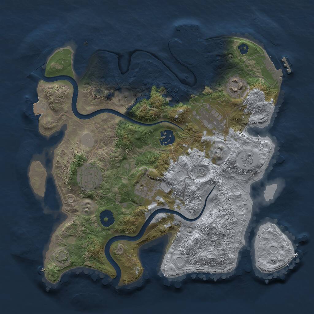 Rust Map: Procedural Map, Size: 3000, Seed: 1414927019, 12 Monuments
