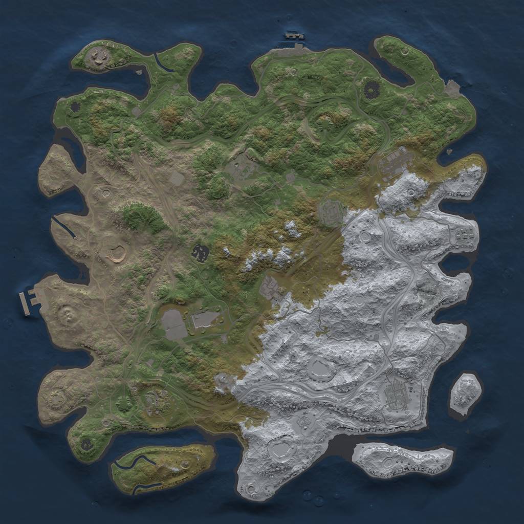 Rust Map: Procedural Map, Size: 4500, Seed: 838198813, 19 Monuments