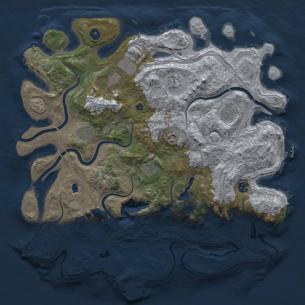 Rust Map: Procedural Map, Size: 4250, Seed: 90977708, 14 Monuments