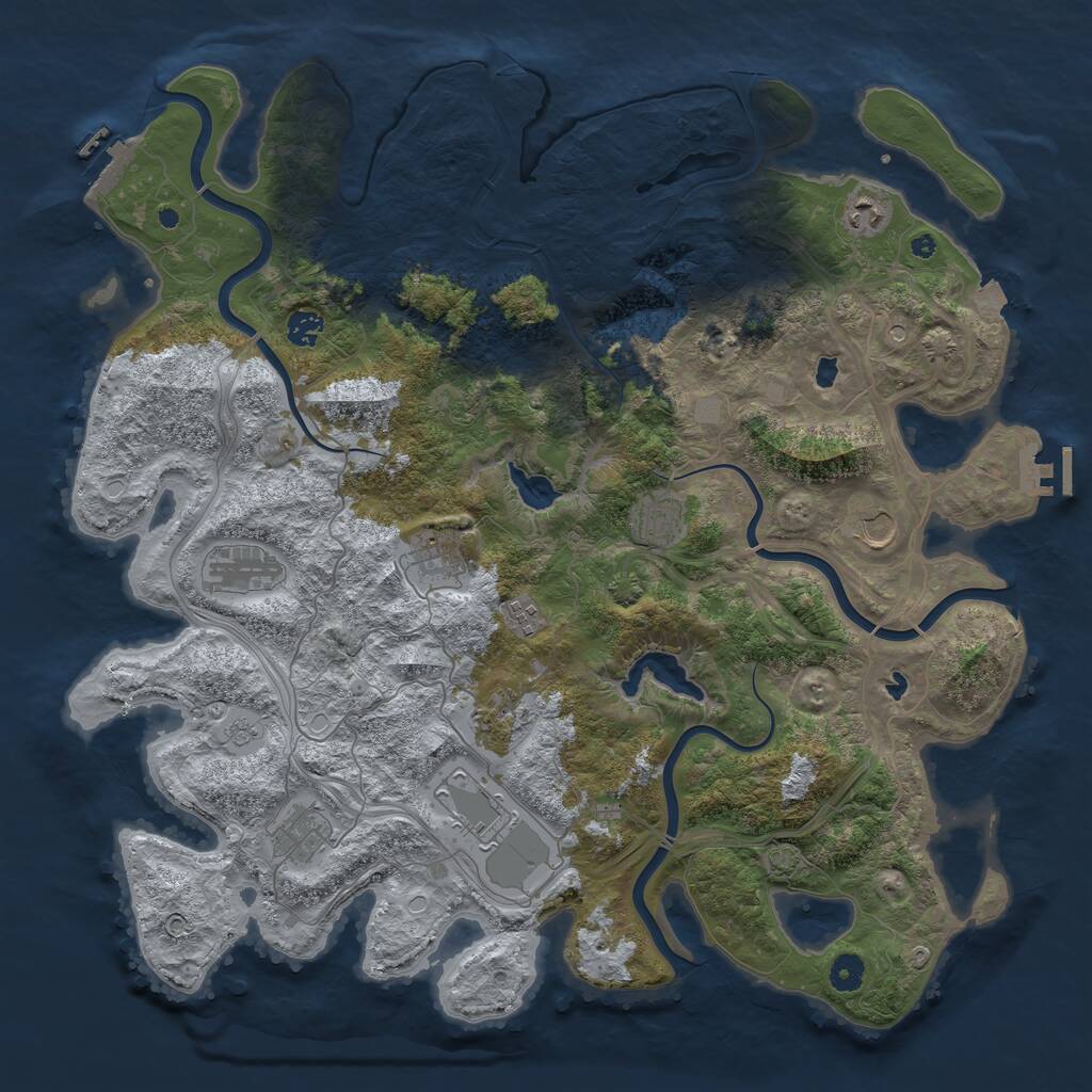 Rust Map: Procedural Map, Size: 4500, Seed: 287629887, 16 Monuments