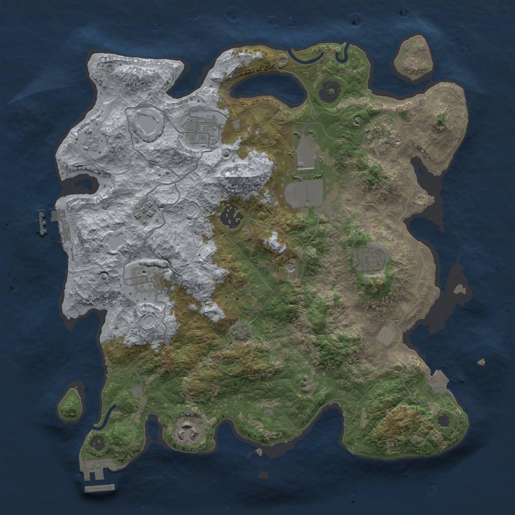 Rust Map: Procedural Map, Size: 3500, Seed: 837467465, 16 Monuments