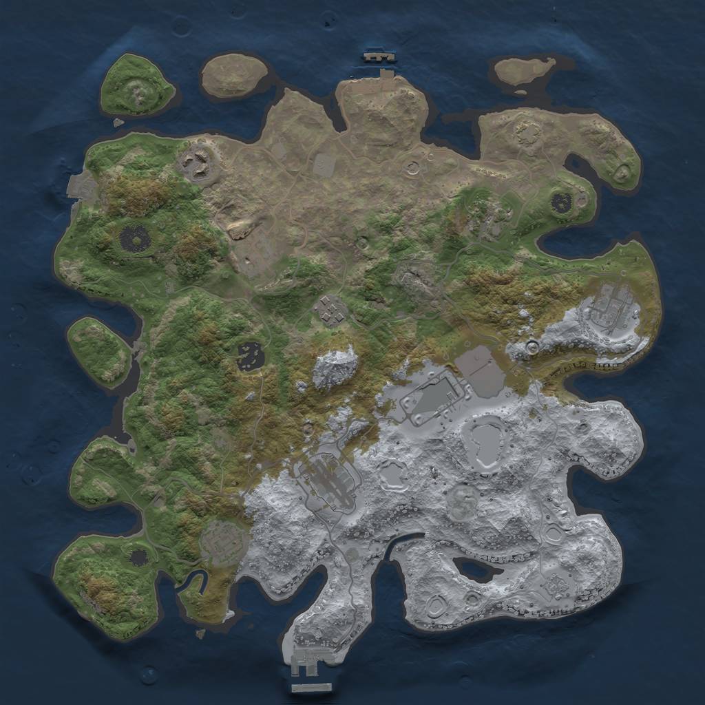 Rust Map: Procedural Map, Size: 3550, Seed: 1129259679, 17 Monuments