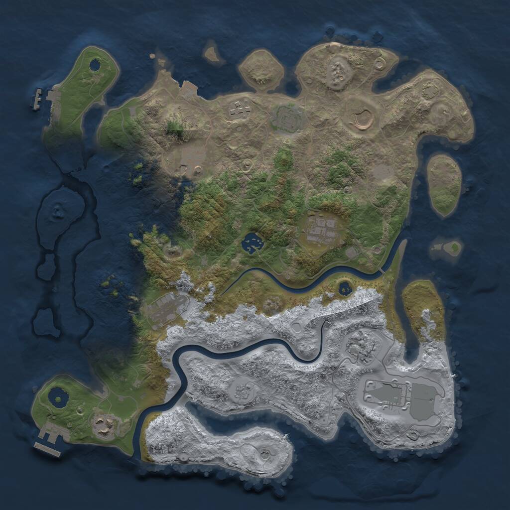 Rust Map: Procedural Map, Size: 3750, Seed: 469774, 16 Monuments