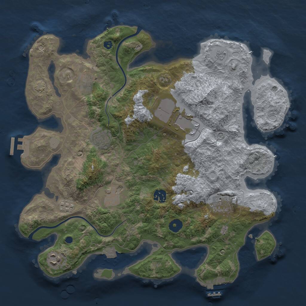 Rust Map: Procedural Map, Size: 3500, Seed: 23936288, 14 Monuments