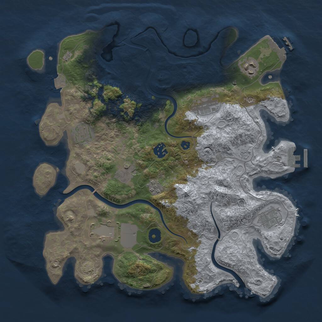 Rust Map: Procedural Map, Size: 3500, Seed: 1235403271, 14 Monuments