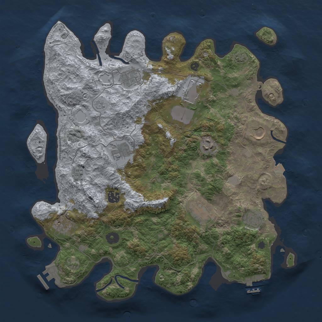 Rust Map: Procedural Map, Size: 3850, Seed: 1596901266, 17 Monuments