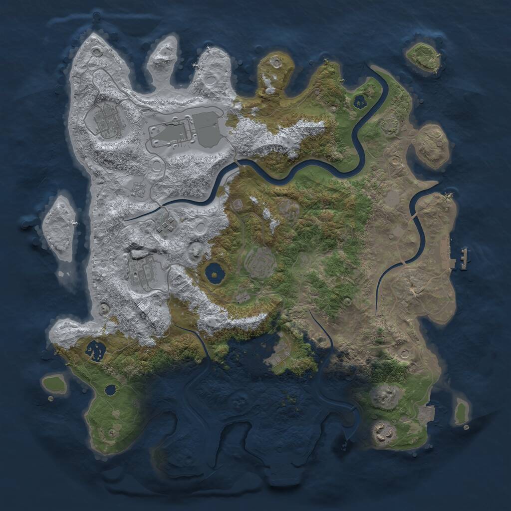 Rust Map: Procedural Map, Size: 3850, Seed: 1596901266, 14 Monuments