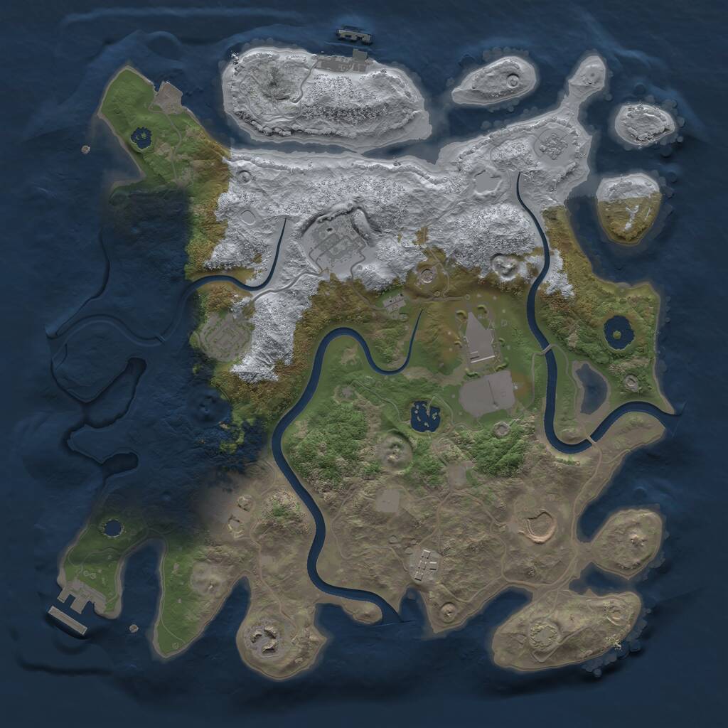 Rust Map: Procedural Map, Size: 3500, Seed: 1890909455, 14 Monuments