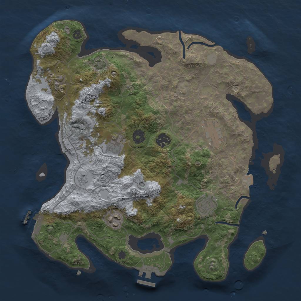 Rust Map: Procedural Map, Size: 3300, Seed: 661770982, 14 Monuments