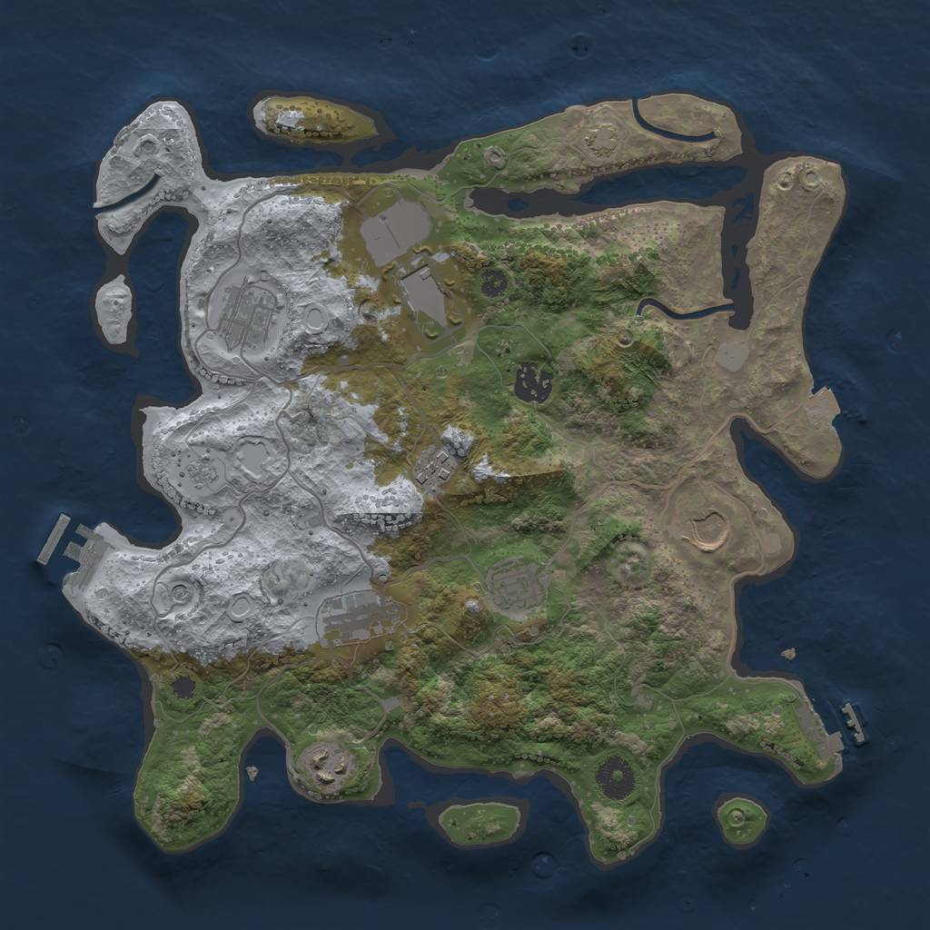 Rust Map: Procedural Map, Size: 3500, Seed: 1318396315, 16 Monuments