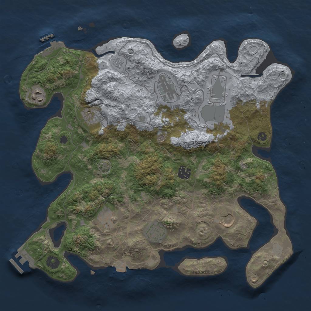 Rust Map: Procedural Map, Size: 3500, Seed: 294363502, 16 Monuments