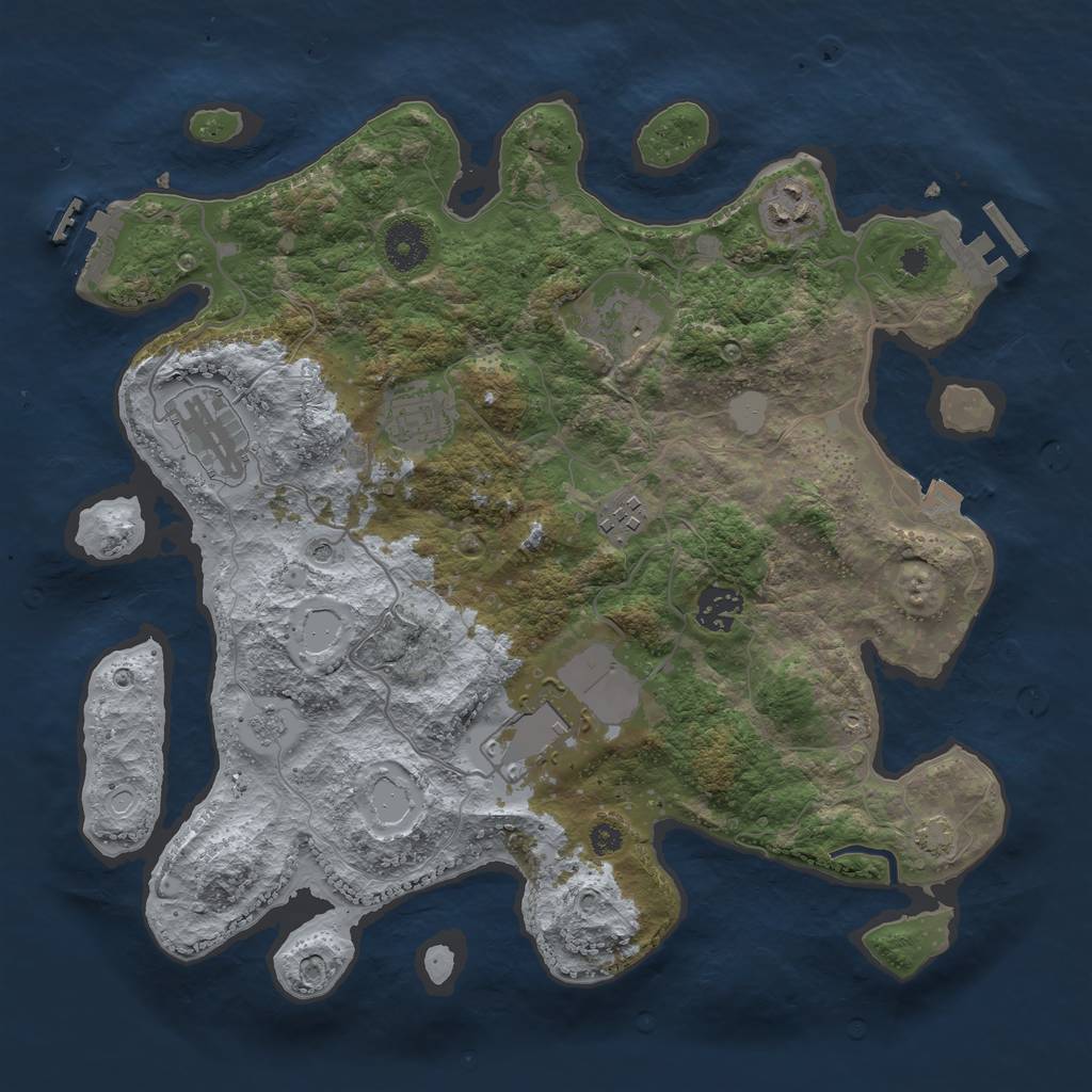 Rust Map: Procedural Map, Size: 3500, Seed: 34273362, 15 Monuments