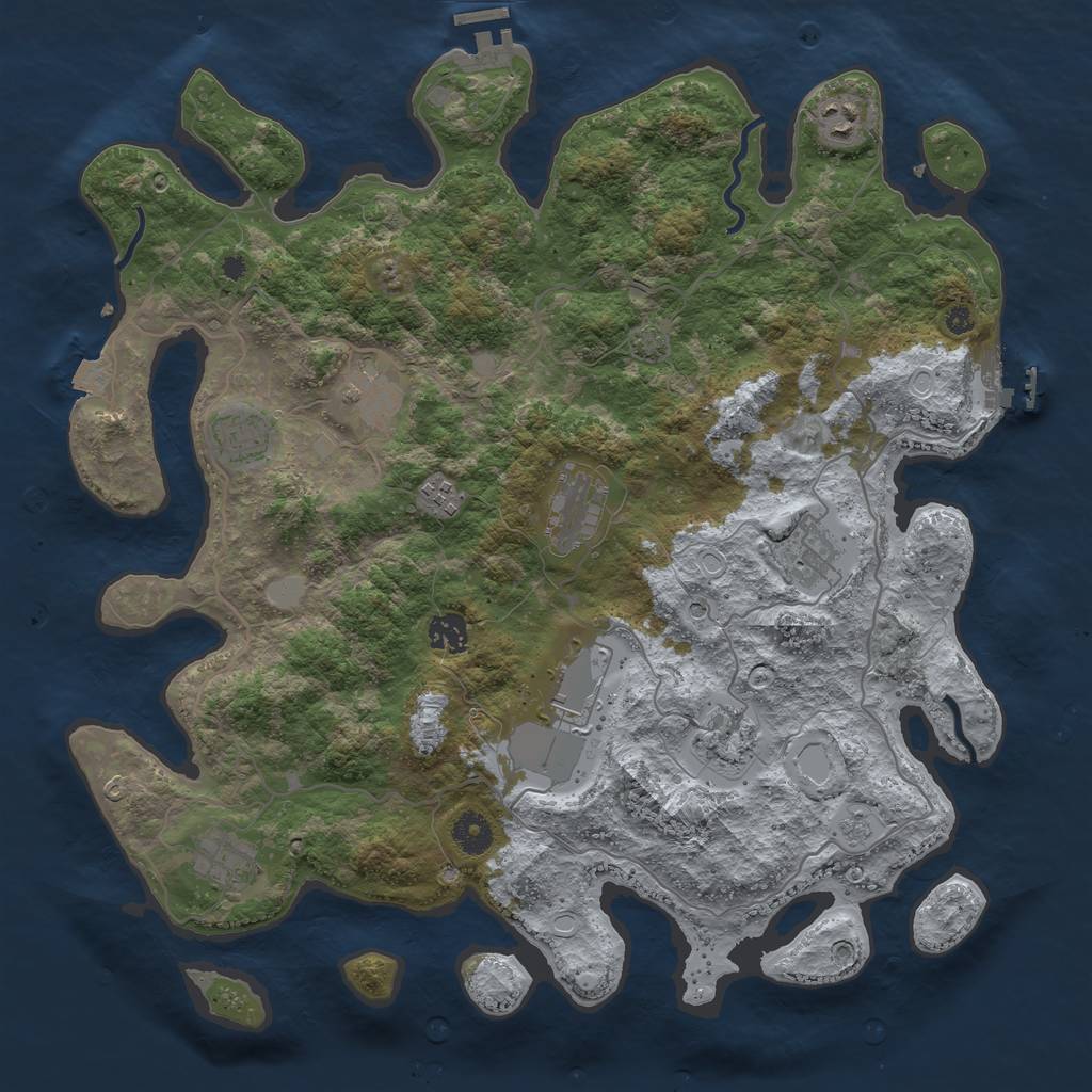 Rust Map: Procedural Map, Size: 4000, Seed: 585504476, 18 Monuments
