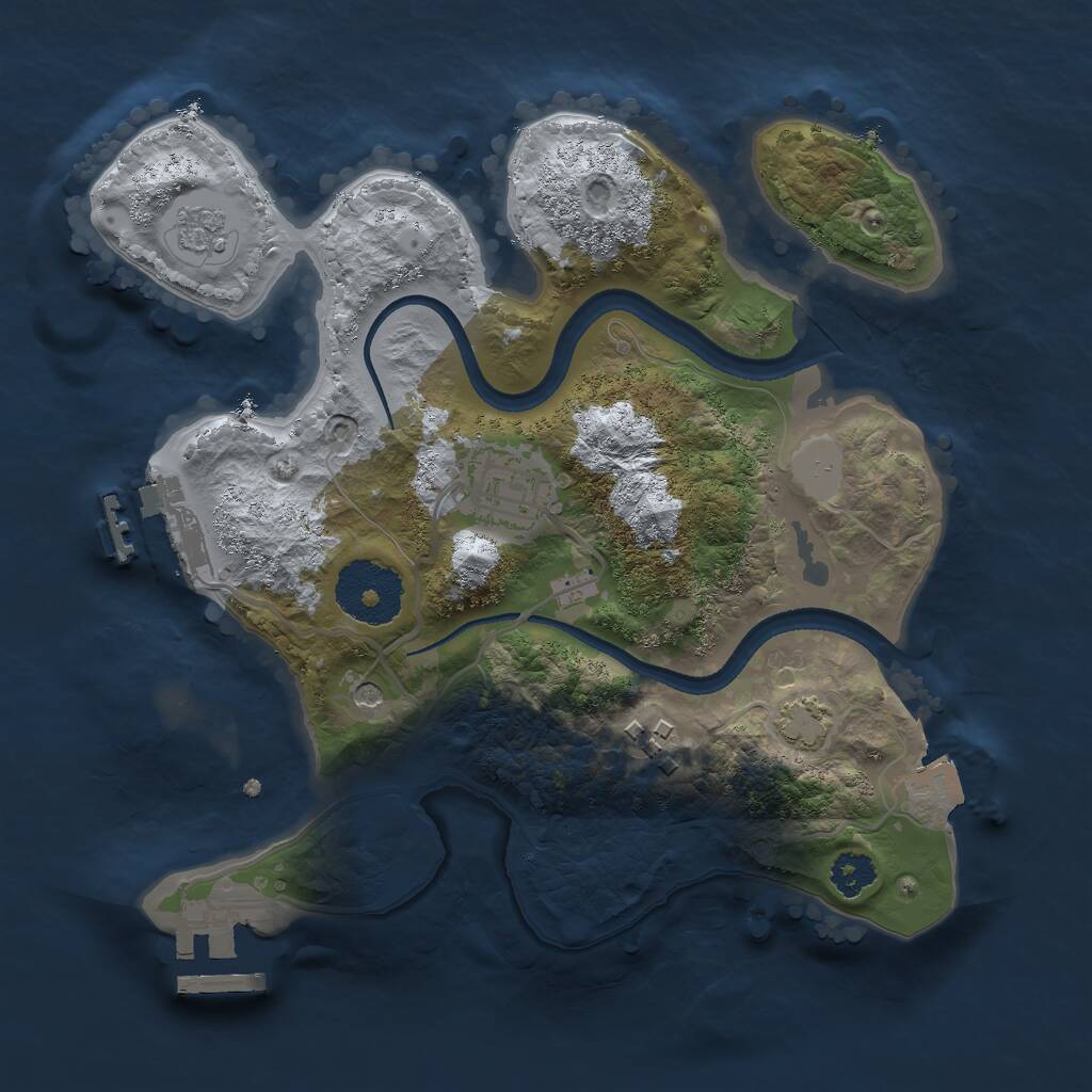 Rust Map: Procedural Map, Size: 2500, Seed: 314245490, 8 Monuments