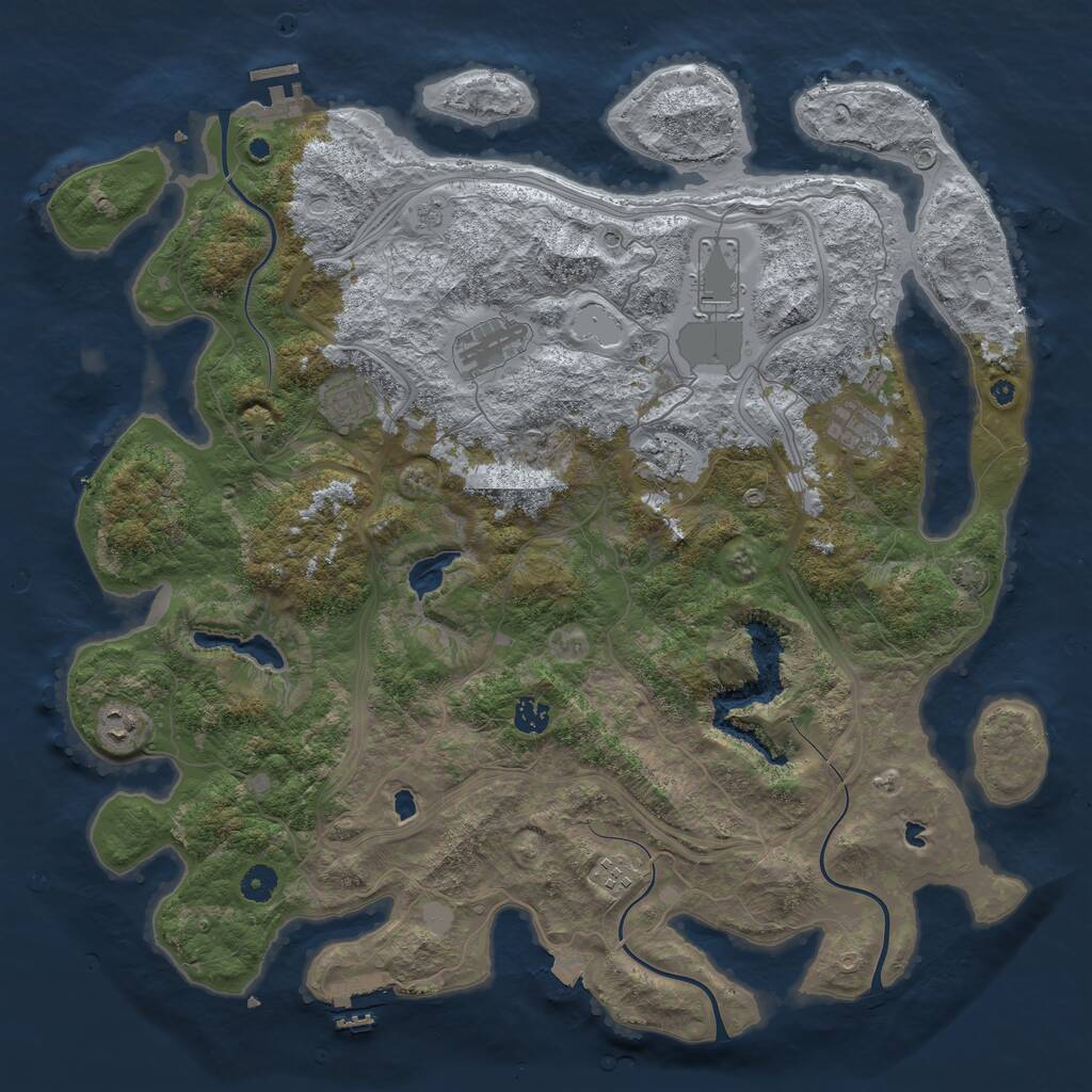 Rust Map: Procedural Map, Size: 4500, Seed: 2127248187, 14 Monuments
