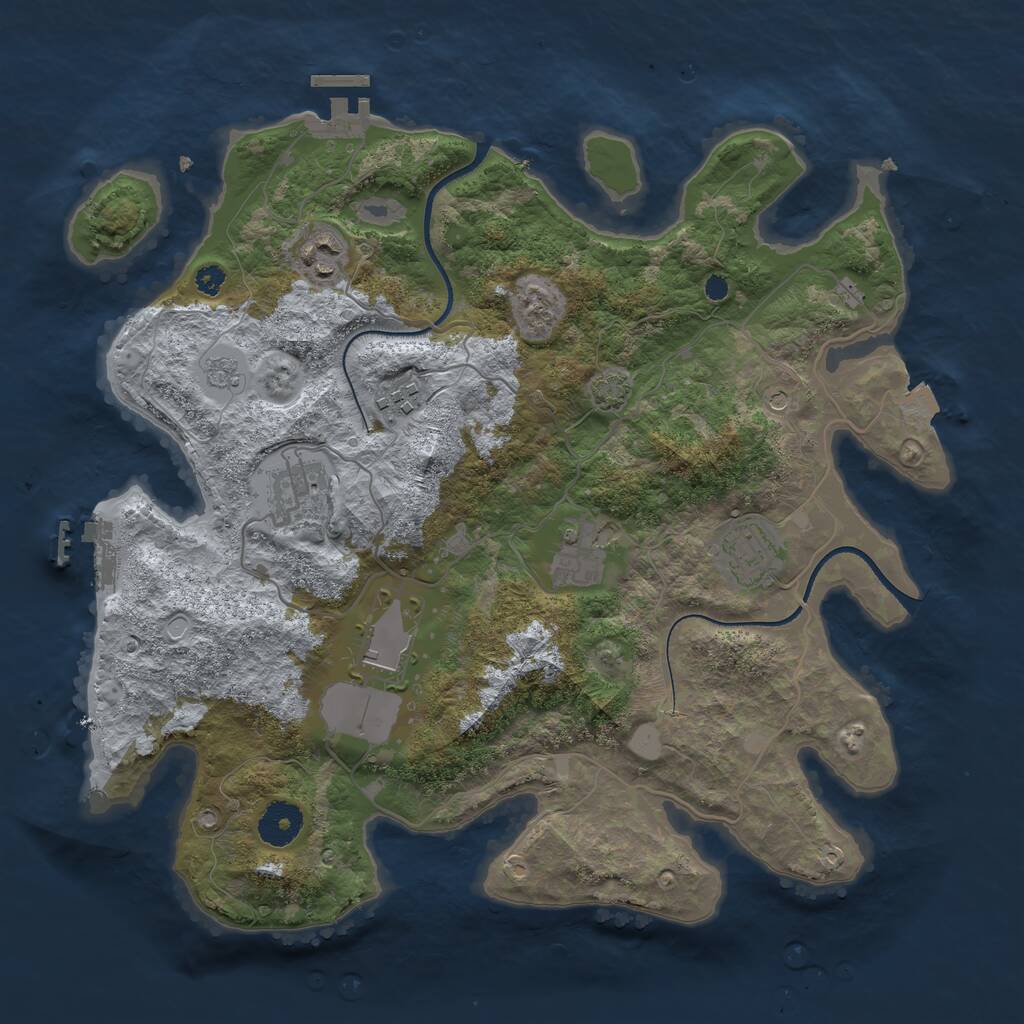 Rust Map: Procedural Map, Size: 3500, Seed: 600361137, 12 Monuments