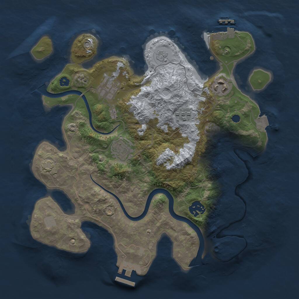 Rust Map: Procedural Map, Size: 3000, Seed: 384829733, 10 Monuments