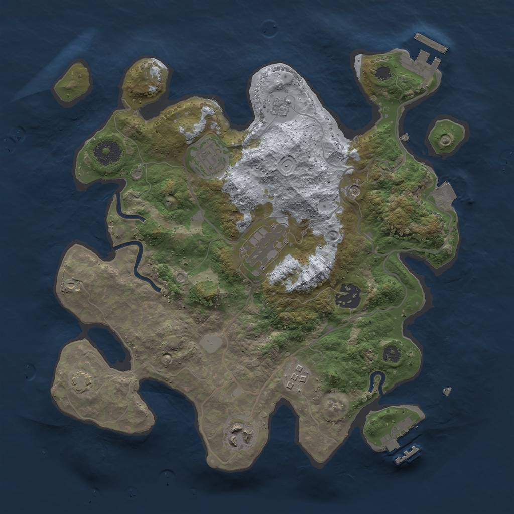 Rust Map: Procedural Map, Size: 3000, Seed: 384829733, 13 Monuments