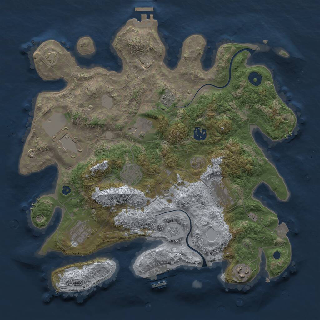 Rust Map: Procedural Map, Size: 3500, Seed: 367491170, 14 Monuments