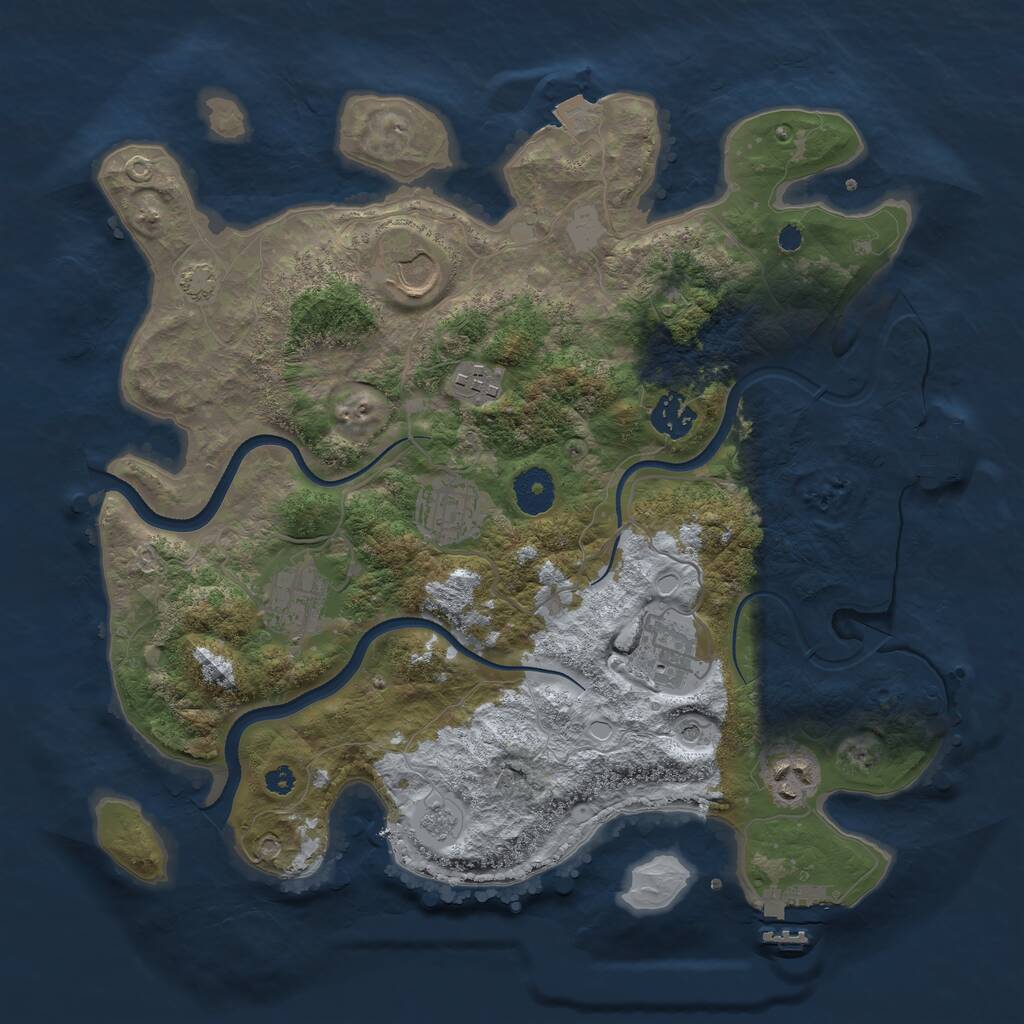 Rust Map: Procedural Map, Size: 3500, Seed: 256270, 13 Monuments