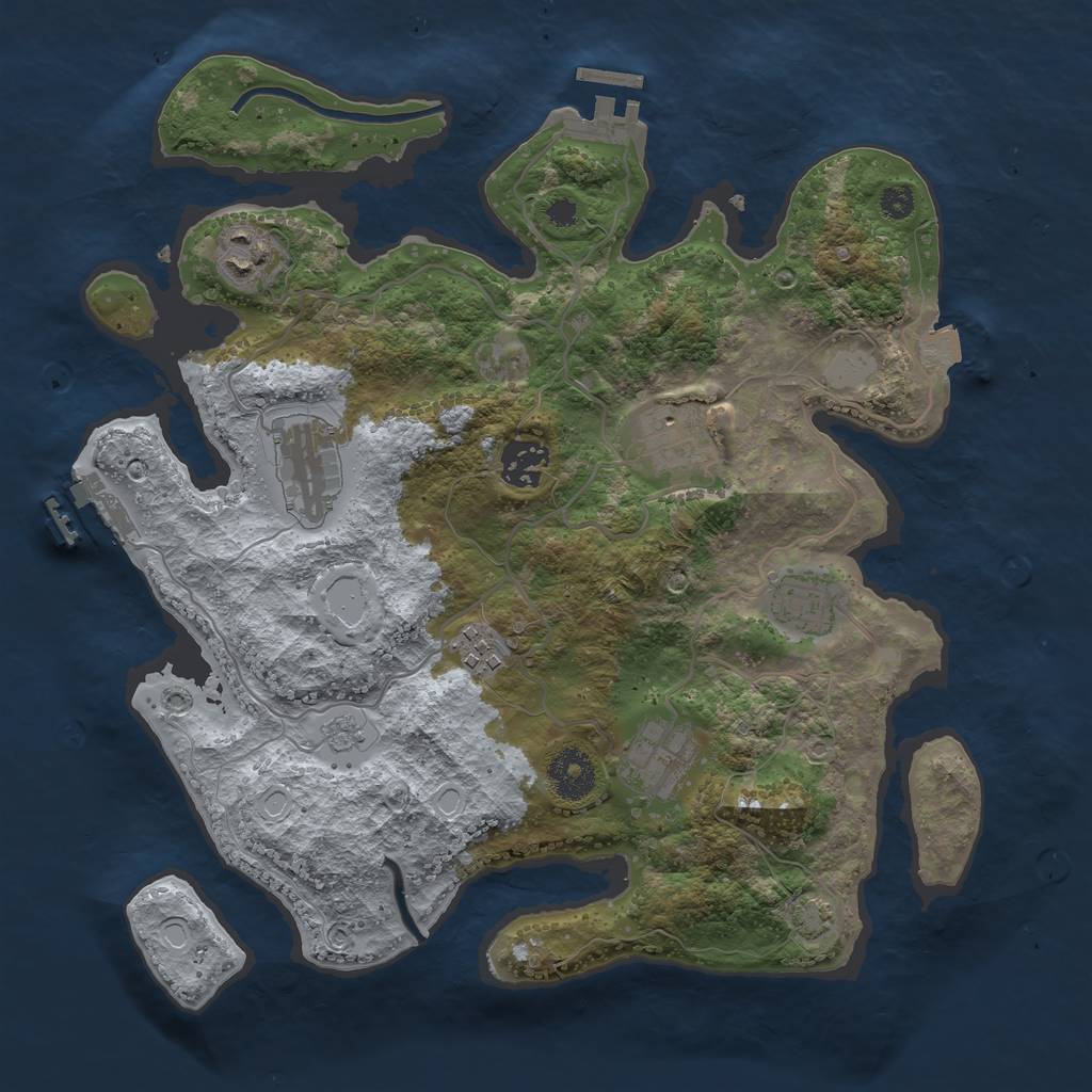 Rust Map: Procedural Map, Size: 3300, Seed: 304516161, 14 Monuments