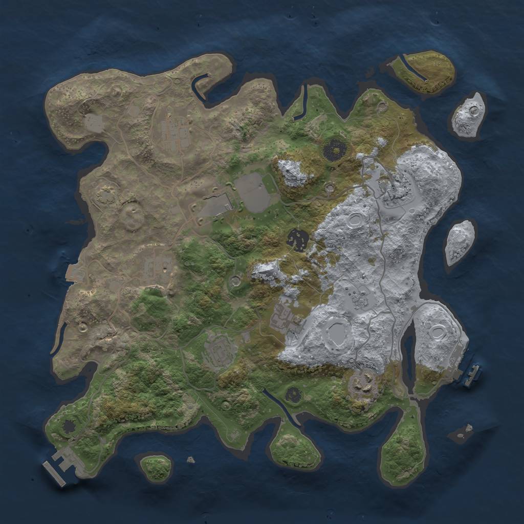 Rust Map: Procedural Map, Size: 3500, Seed: 742838196, 16 Monuments