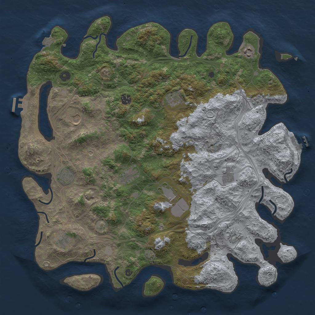 Rust Map: Procedural Map, Size: 4500, Seed: 1857883387, 19 Monuments