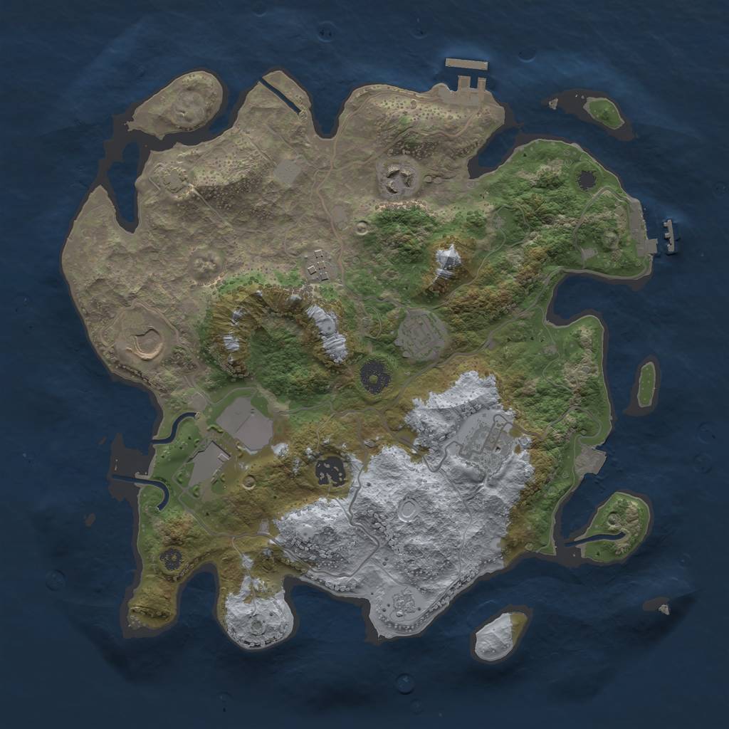 Rust Map: Procedural Map, Size: 3500, Seed: 1119134861, 14 Monuments