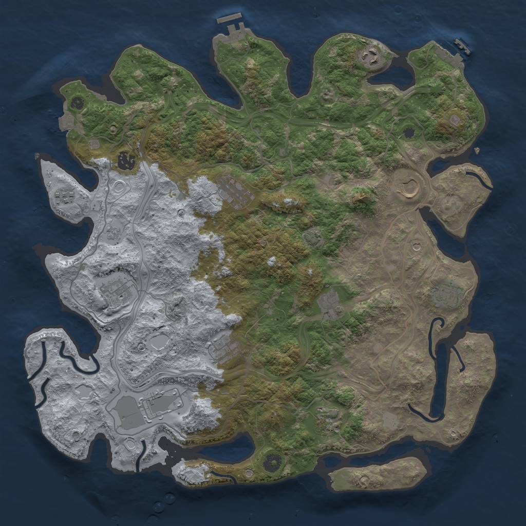 Rust Map: Procedural Map, Size: 4250, Seed: 896873570, 19 Monuments