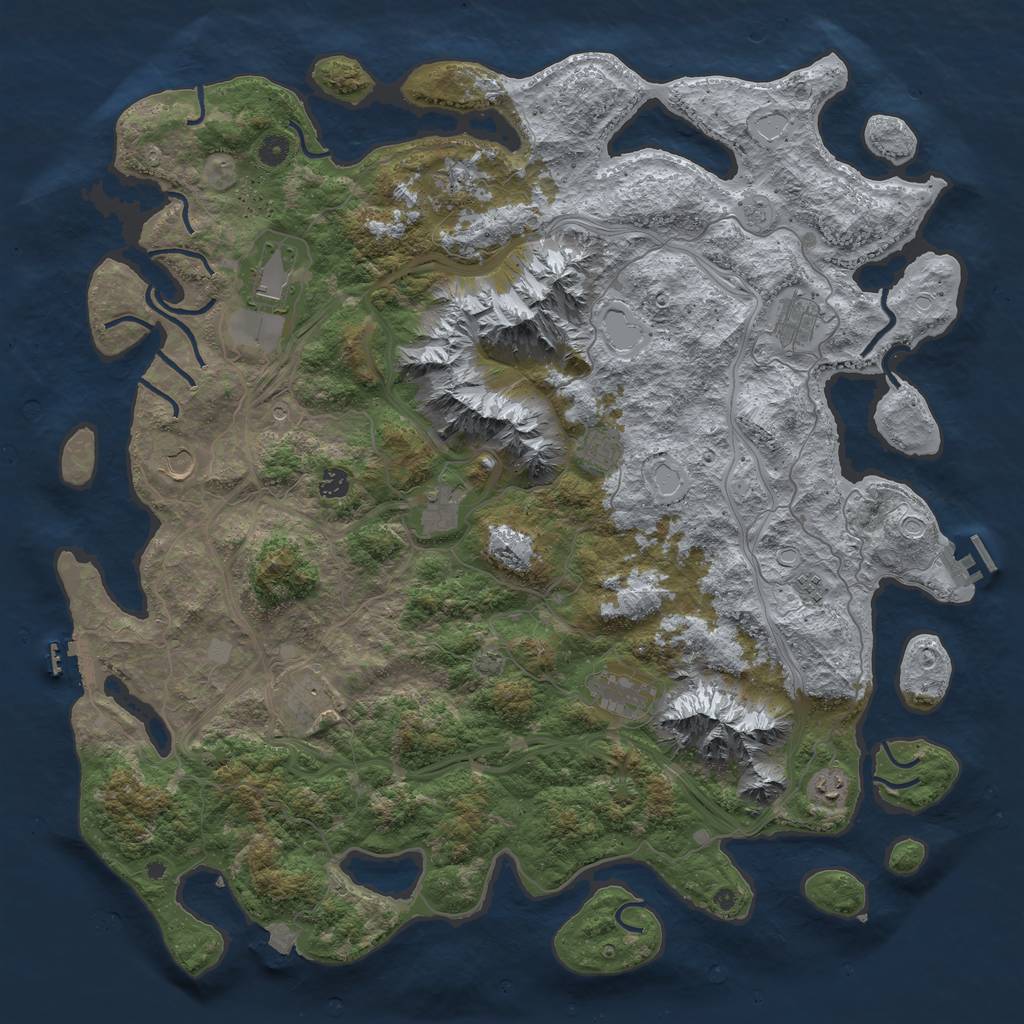 Rust Map: Procedural Map, Size: 5000, Seed: 1400381725, 19 Monuments