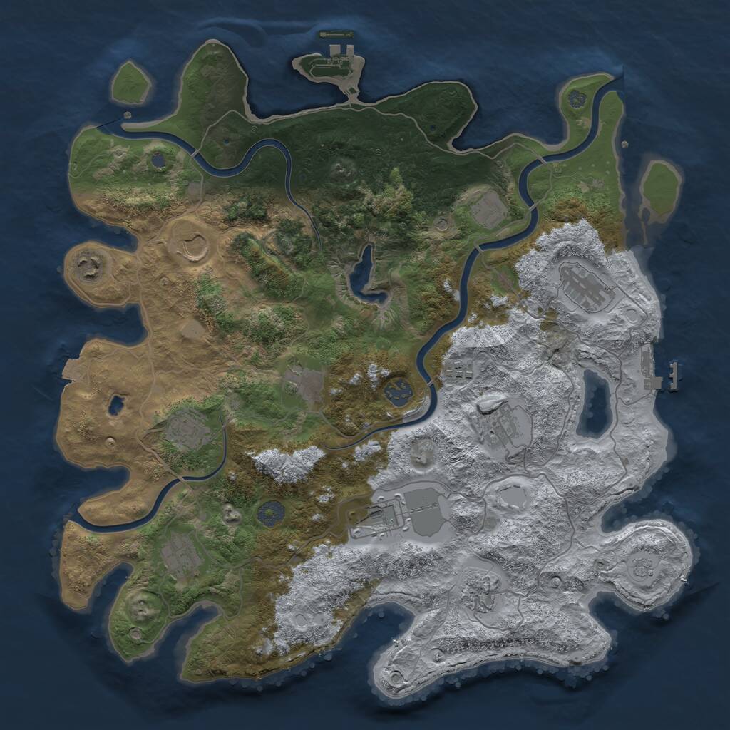 Rust Map: Procedural Map, Size: 4096, Seed: 1135011499, 17 Monuments