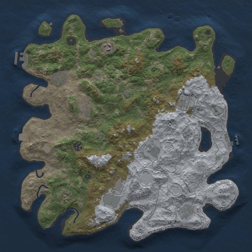 Rust Map: Procedural Map, Size: 4096, Seed: 1135011499, 18 Monuments