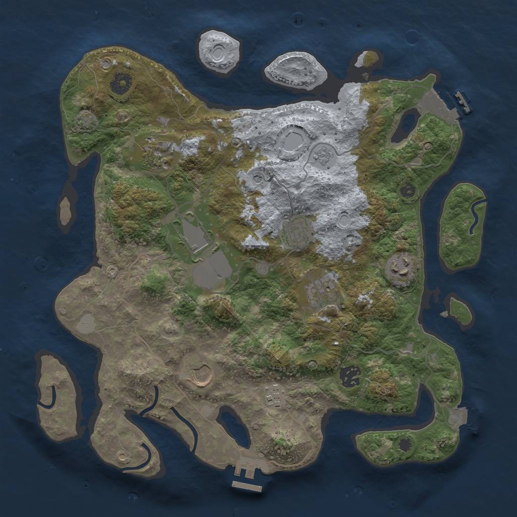 Rust Map: Procedural Map, Size: 3500, Seed: 72713635, 16 Monuments