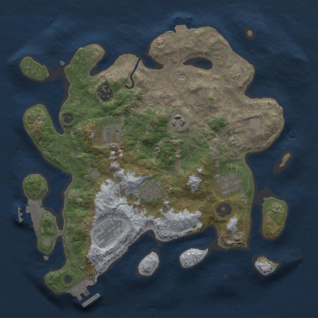 Rust Map: Procedural Map, Size: 3200, Seed: 23235456, 13 Monuments