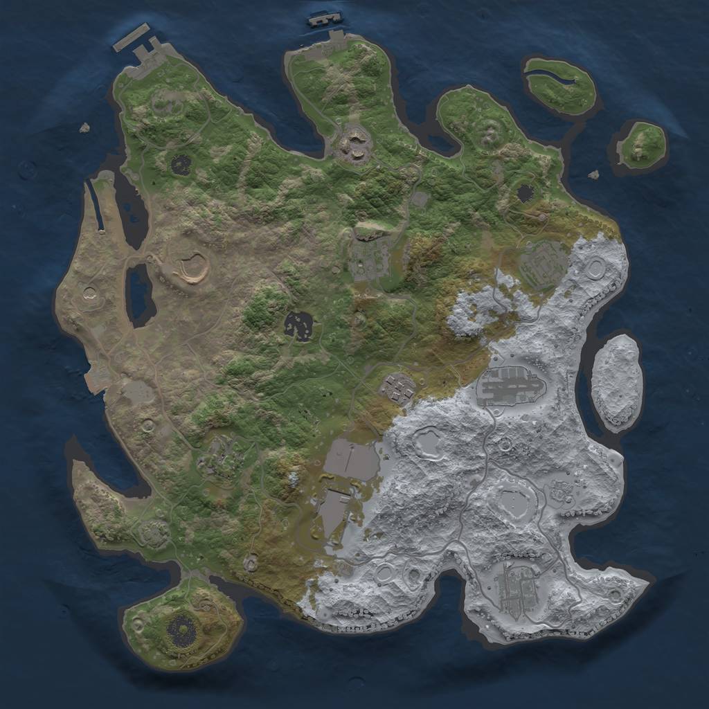 Rust Map: Procedural Map, Size: 3500, Seed: 1529909002, 18 Monuments