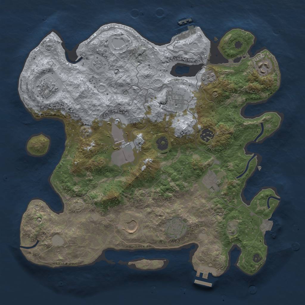 Rust Map: Procedural Map, Size: 3500, Seed: 2119829151, 17 Monuments