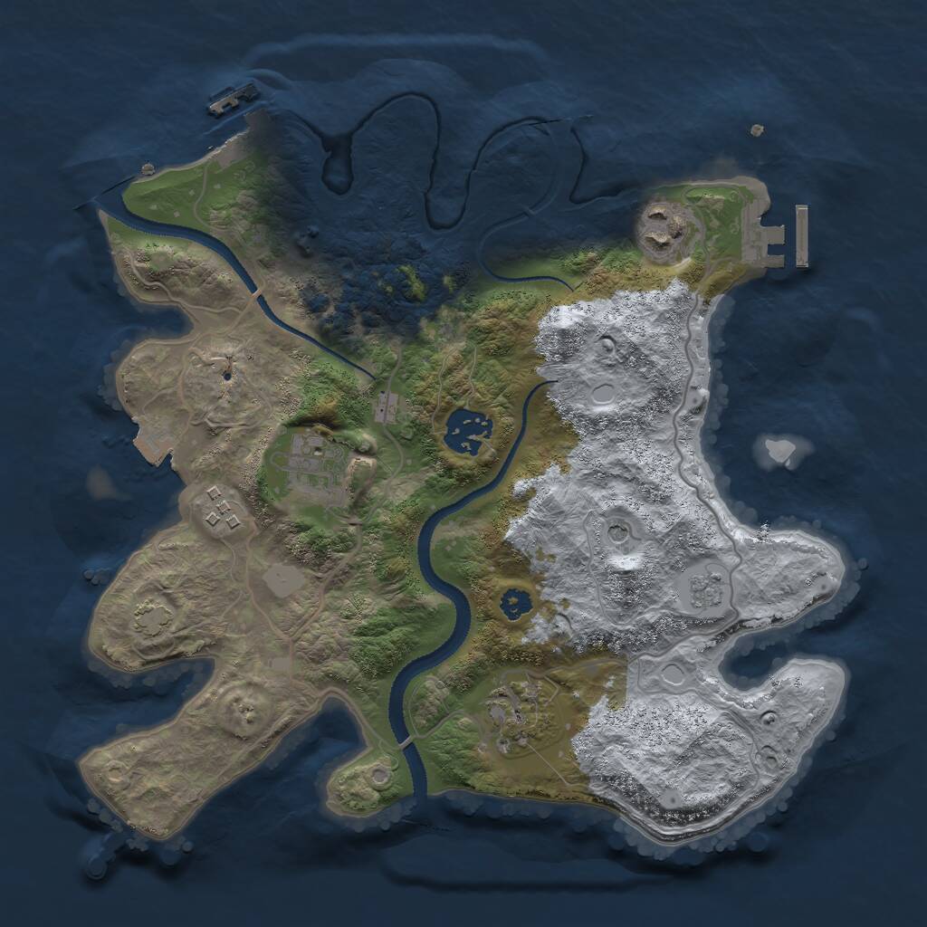 Rust Map: Procedural Map, Size: 3000, Seed: 1709582172, 11 Monuments