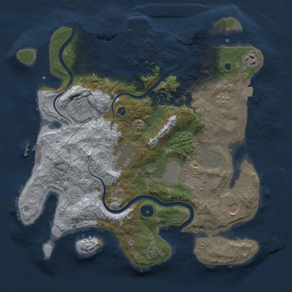 Rust Map: Procedural Map, Size: 3500, Seed: 5992, 14 Monuments